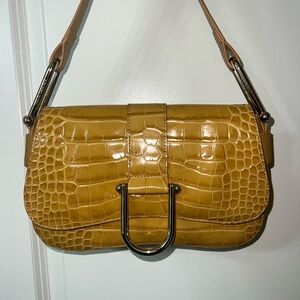 Vintage Tal Croc Embossed Leather shoulder bag (yellow/gold)